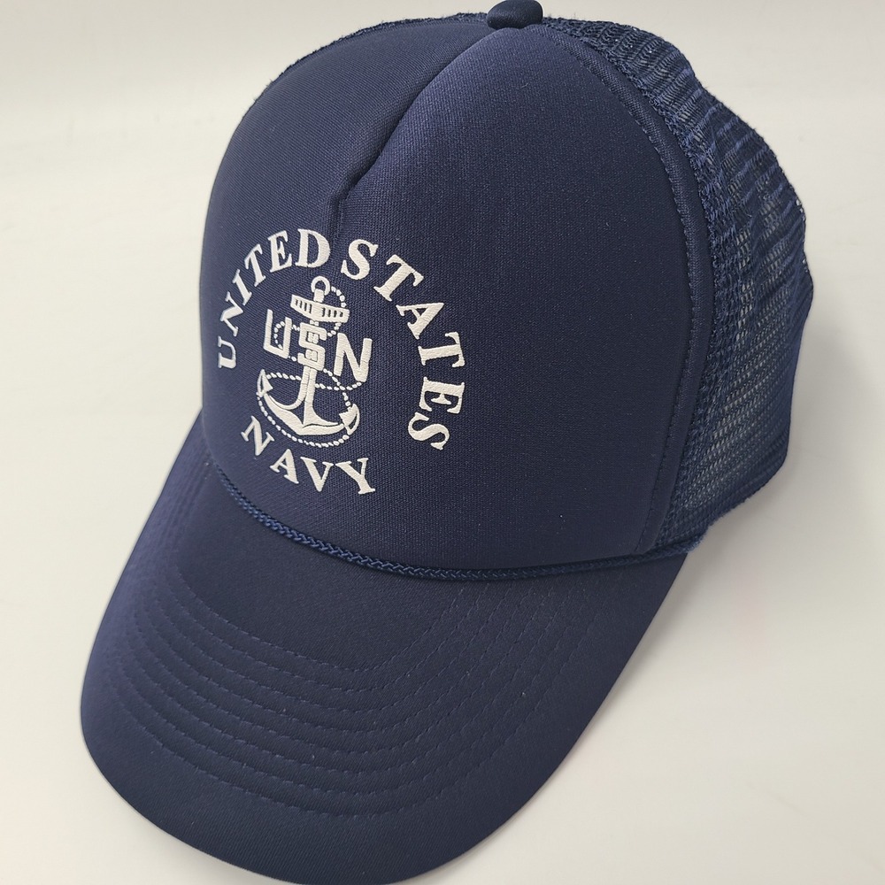 United‎ States Navy Hat Snapback Trucker Mesh Blue USA US USN Anchor Logo Men